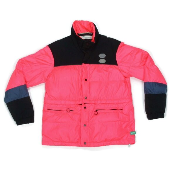 OFF-WHITE Main Label Virgil Abloh Neon Pink Puffer Down Quilted Jacket sz S 995